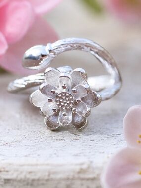 Sterling Silver Lotus Flower Ring Inspirational Jewelry